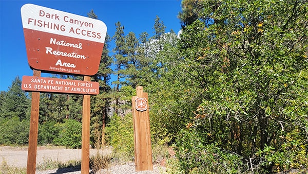 Dark Canyon Fishing Access sign